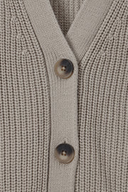Chunky Knit Women's Cropped Cardigan in Almond