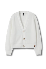 Chunky Knit Women's Cropped Cardigan in Cloud