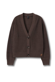 Chunky Knit Women's Cropped Cardigan In Espresso