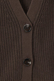 Chunky Knit Women's Cropped Cardigan In Espresso