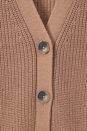 Chunky Knit Women's Cropped Cardigan in Latte