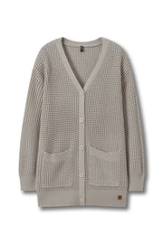 Chunky Knit Women's Waffle Cardigan in Almond