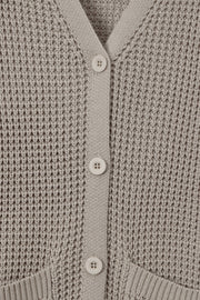 Chunky Knit Women's Waffle Cardigan in Almond