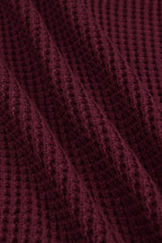 Chunky Knit Women's Waffle Cardigan in Burgundy