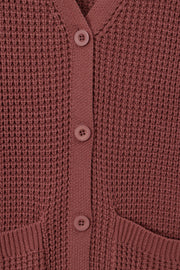 Chunky Knit Women's Waffle Cardigan In Ember