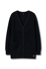 Chunky Knit Women's Waffle Cardigan in Midnight