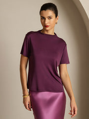 100% Mulberry Silk Short Sleeve Mock Women's T-Shirt