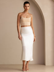 19Momme Silk High Waist Elegant Maxi Skirt