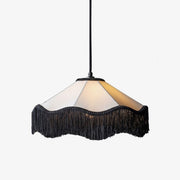 Fabric Cone Black Fringe Pendant Lamp