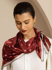 100% Mulberry Silk Paw Print Square Scarf - Size 90x90cm