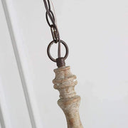 5-Light Natural Wood Candle Chandelier with Metal Arms