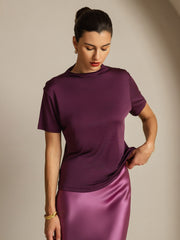 100% Mulberry Silk Short Sleeve Mock Women's T-Shirt