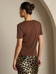 Clearance - 100% Mulberry Silk V Neck Short-Sleeve Snag-Resistant Women's T-Shirt