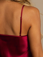 100% Mulberry Silk Spaghetti Strap V-neck Short Nightgown