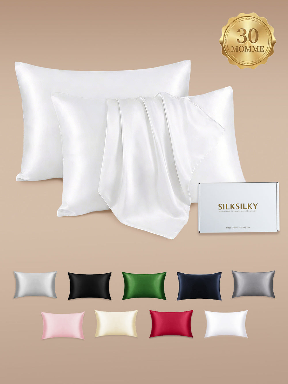 2Pcs 30Momme 100% Silk Pillowcases Bundle- Hidden Zipper
