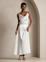 19Momme Silk A Line Maxi Skirt with Lining