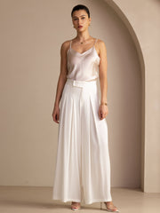 19Momme Silk Women’s High Waist Wide Leg Pleated Palazzo Pants