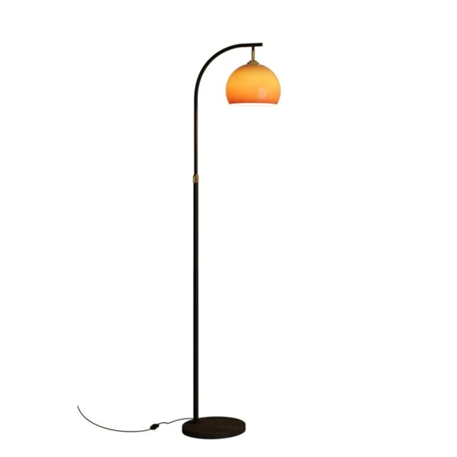 65-Inch Adjustable Arc Floor Lamp with Orange Glass Shade