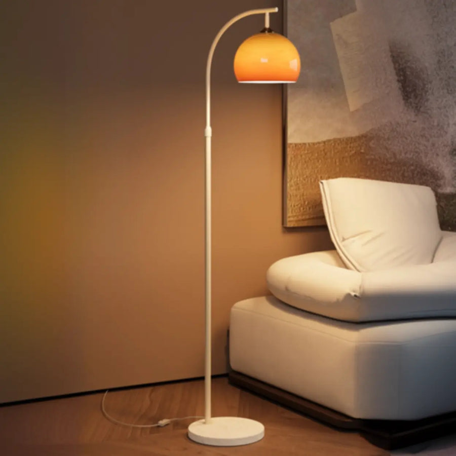 65-Inch Adjustable Arc Floor Lamp with Orange Glass Shade