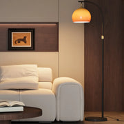 65-Inch Adjustable Arc Floor Lamp with Orange Glass Shade