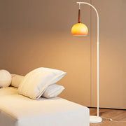 65-Inch Adjustable Arc Floor Lamp with Orange Glass Shade
