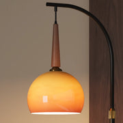 65-Inch Adjustable Arc Floor Lamp with Orange Glass Shade