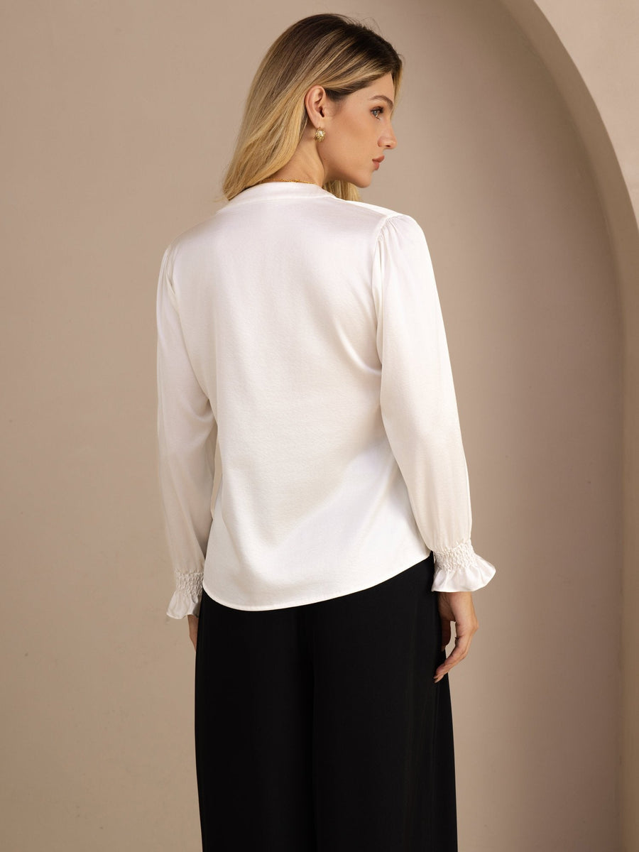 19Momme Silk Women’s Split Neck Long Sleeve Blouse