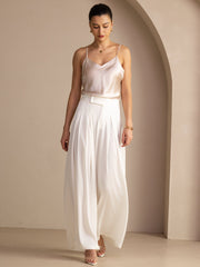 19Momme Silk Women’s High Waist Wide Leg Pleated Palazzo Pants