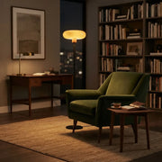 75-Inch Black Metal LED Floor Lamp with Amber Glass Shade