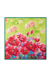 100% Mulberry Silk Flower Impression Square Scarf - Size 53x53cm