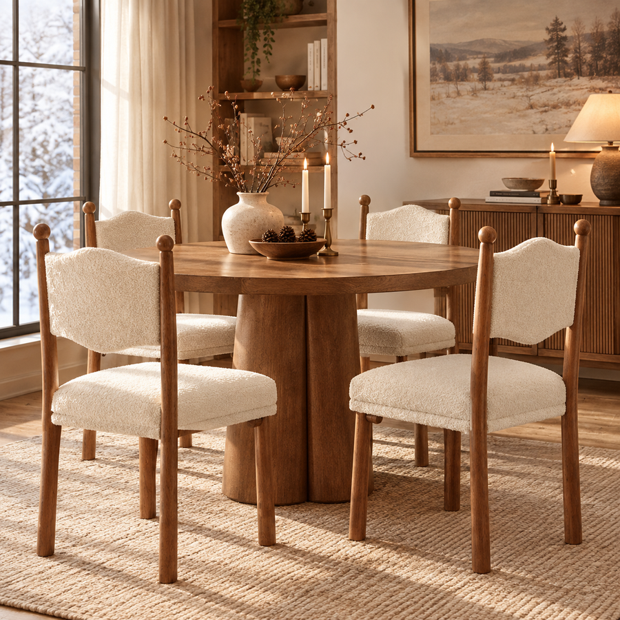 Striped Upholstered Wood Open Back Dining Side Chair