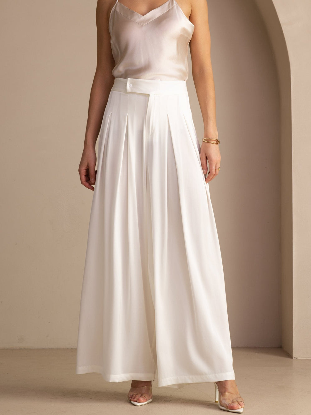 19Momme Silk Women’s High Waist Wide Leg Pleated Palazzo Pants