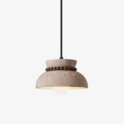 Travertine Wooden Bead Pendant Lamp