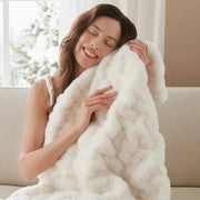 Sleepwyn Ruched Faux Fur Cozy Throw Blanket