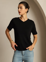 Clearance - 100% Mulberry Silk V-Neck Women's T-Shirt