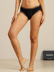 100% Mulberry Silk Comfort Ruffle Sheer Trim Panty