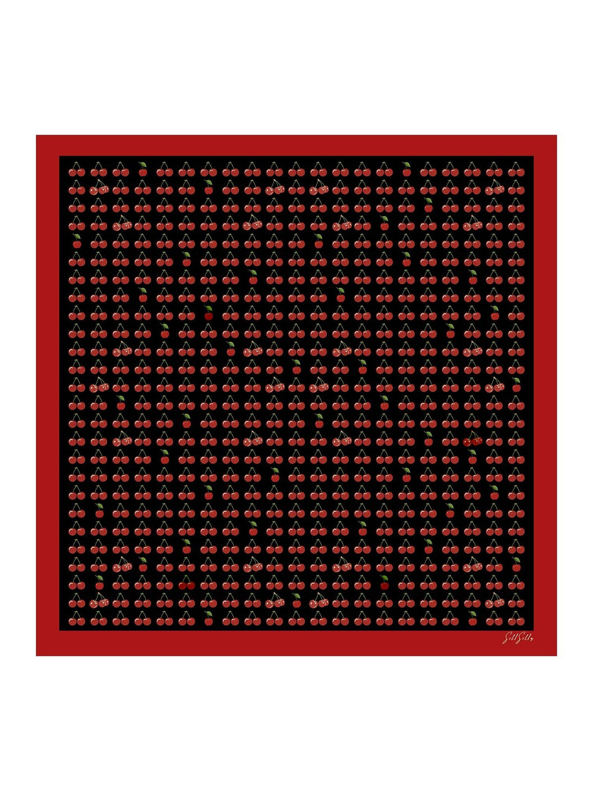 100% Mulberry Silk Cherry Pattern Scarf - Size 90x90cm