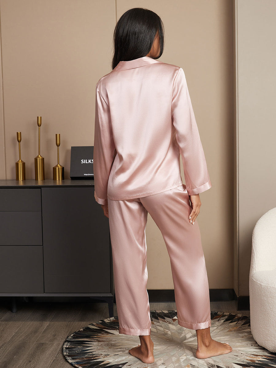 100% Mulberry Silk Long Sleeve Women's Pajamas Set