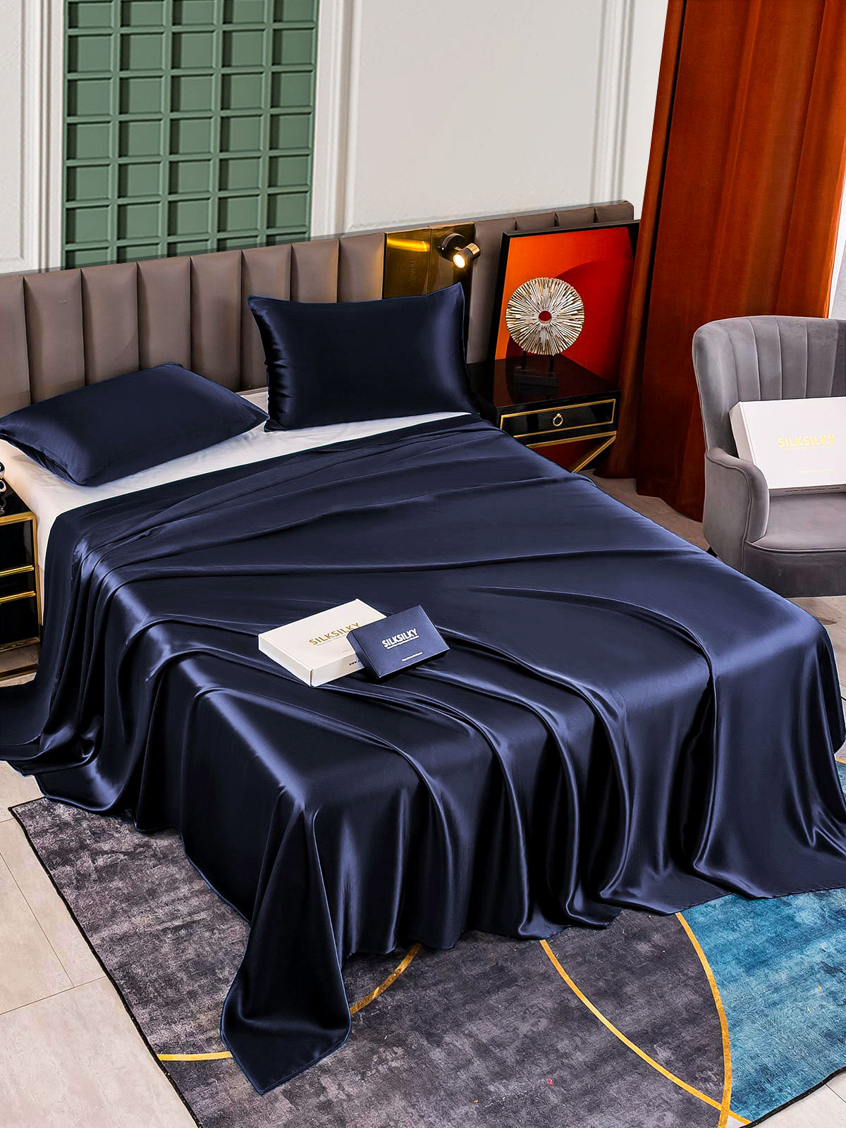 25Momme 3Pcs Silk Set Flat Sheet+2x Pillowcases