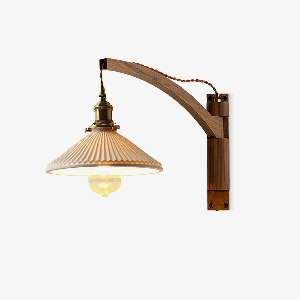 Swing Arm Walnut Wall Light