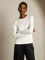 Women's 100% Mulberry Silk Long Sleeve Crew Neck Top