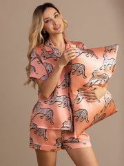 19 Momme Artistic Cat Printed 100% Mulberry Silk Pillowcase – Envelope Closure