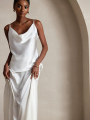 19Momme Silk Spaghetti Strap Cowl Neck Camisoles Top