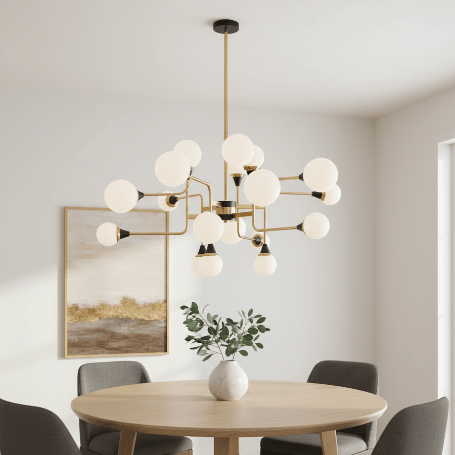 Mid-Century Six-Arm Globe Chandelier