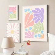 Minimalist Aesthetic Pastel Flowers Canvas Posters