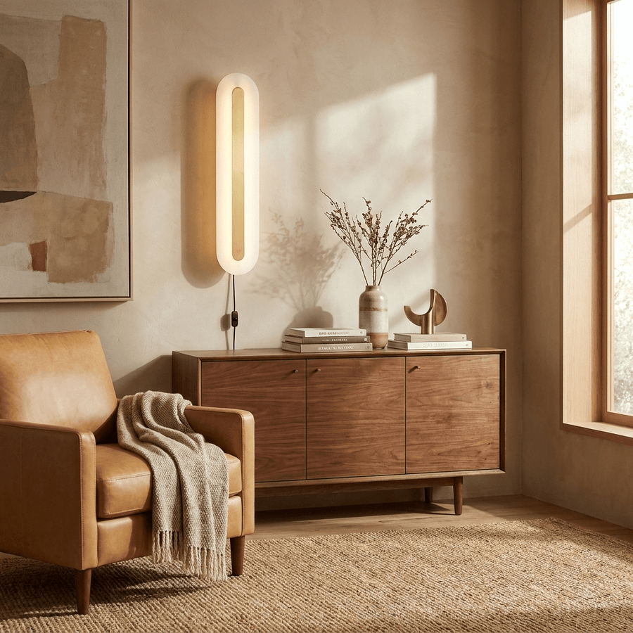 Alabaster Rounded Plug-in Wall Light