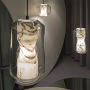 Alabaster Glass Cylinder Pendant Light