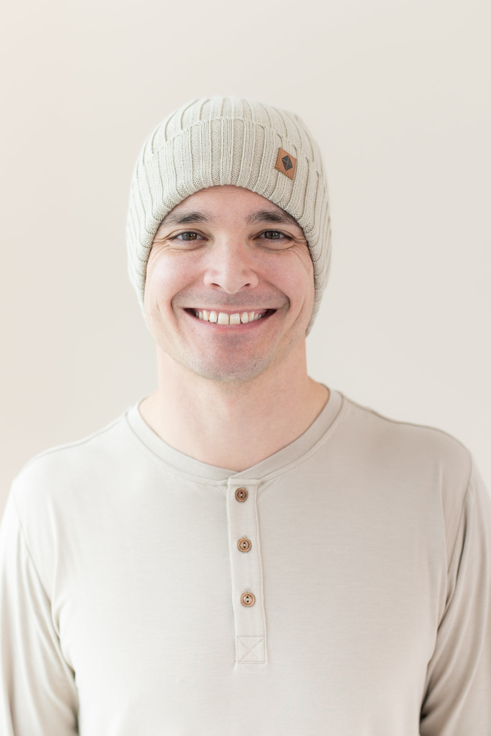 Chunky Knit Ribbed Beanie in Almond