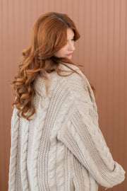 Cable Knit Cardigan in Almond