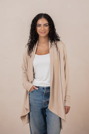 Women's French Terry Wrap Top in Almond